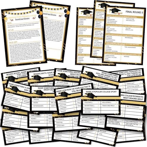 Graduation Feud Cards 25 Pcs Game for Parties and Trivia Fun