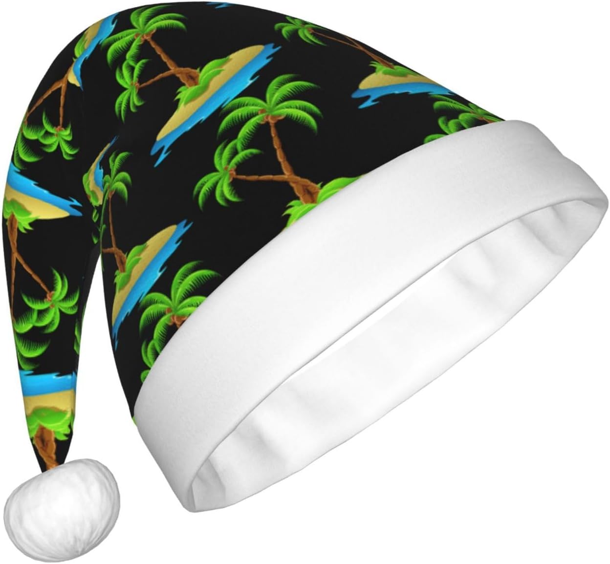 3D Palm Tree Christmas Santa Hat Plush Funny Adult Headwear
