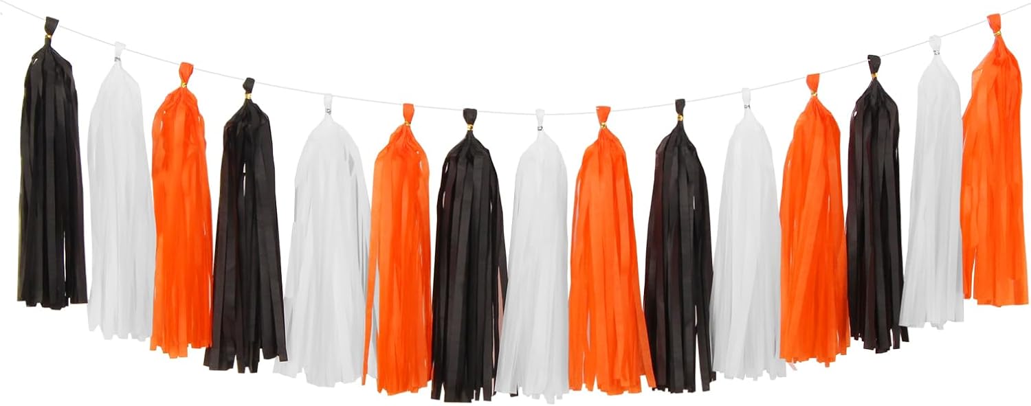 Panduola Black White Orange Halloween Garland Decorations