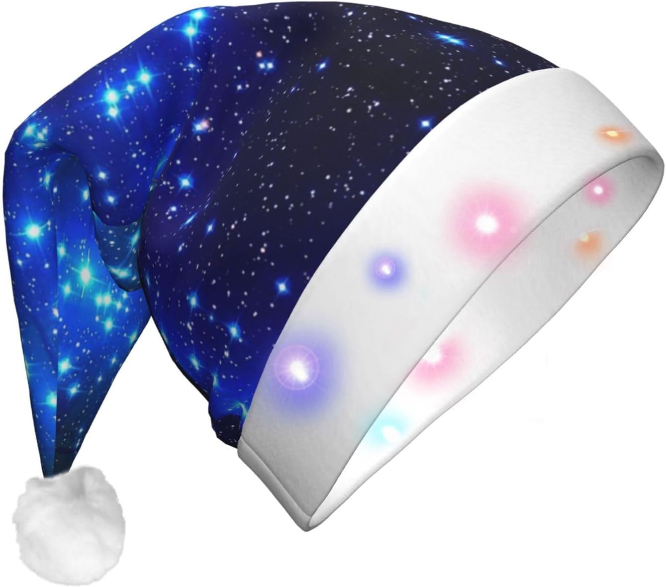 Galaxy Stars Print LED Christmas Hat for Parties and Festive Events