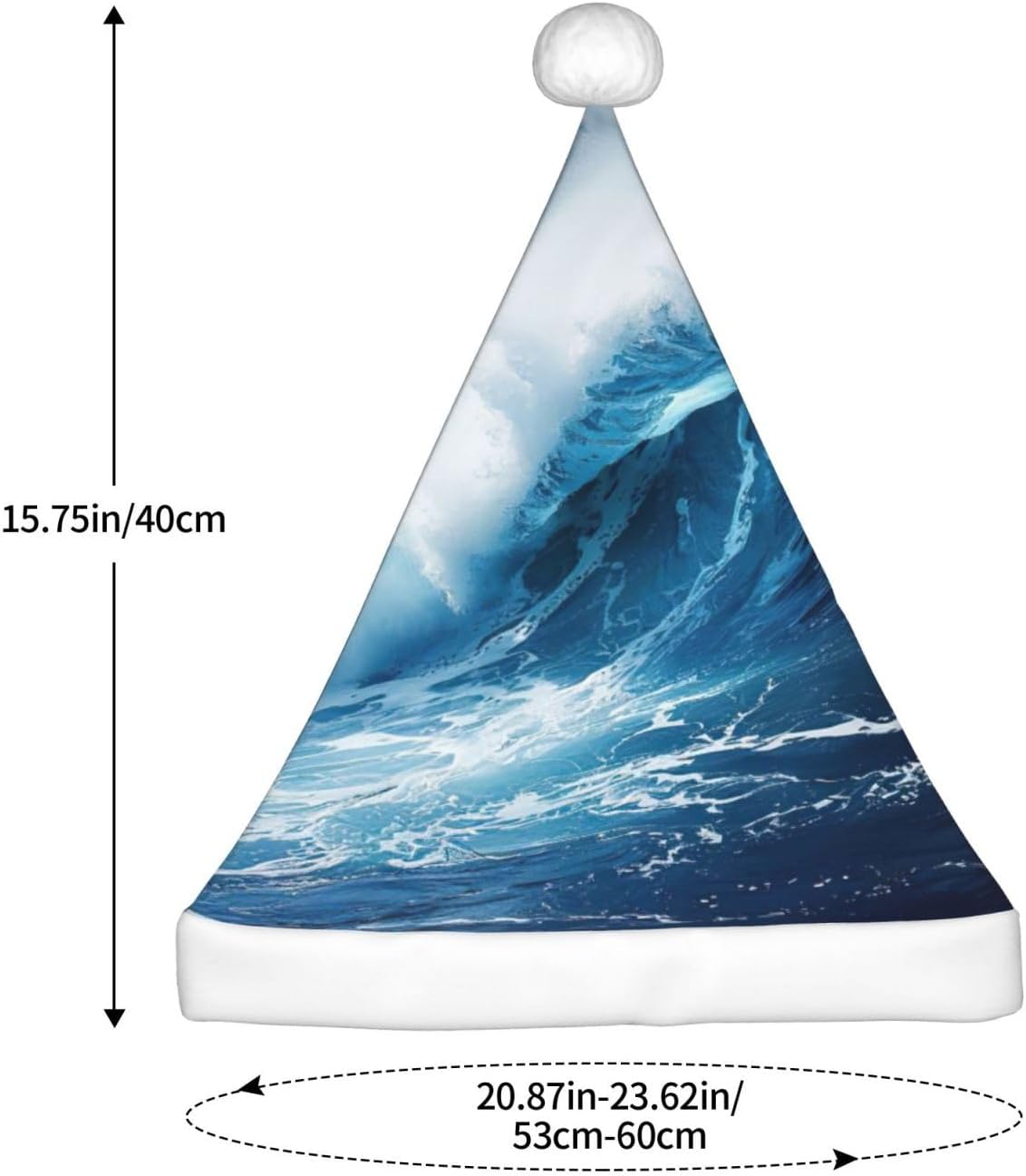 Big Ocean Wave HD Print Christmas Santa Hat Plush