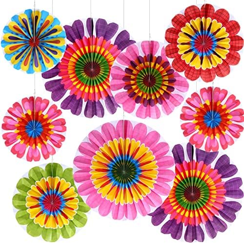 Outus Spring Flower Fan Decorations 9 Pcs Set