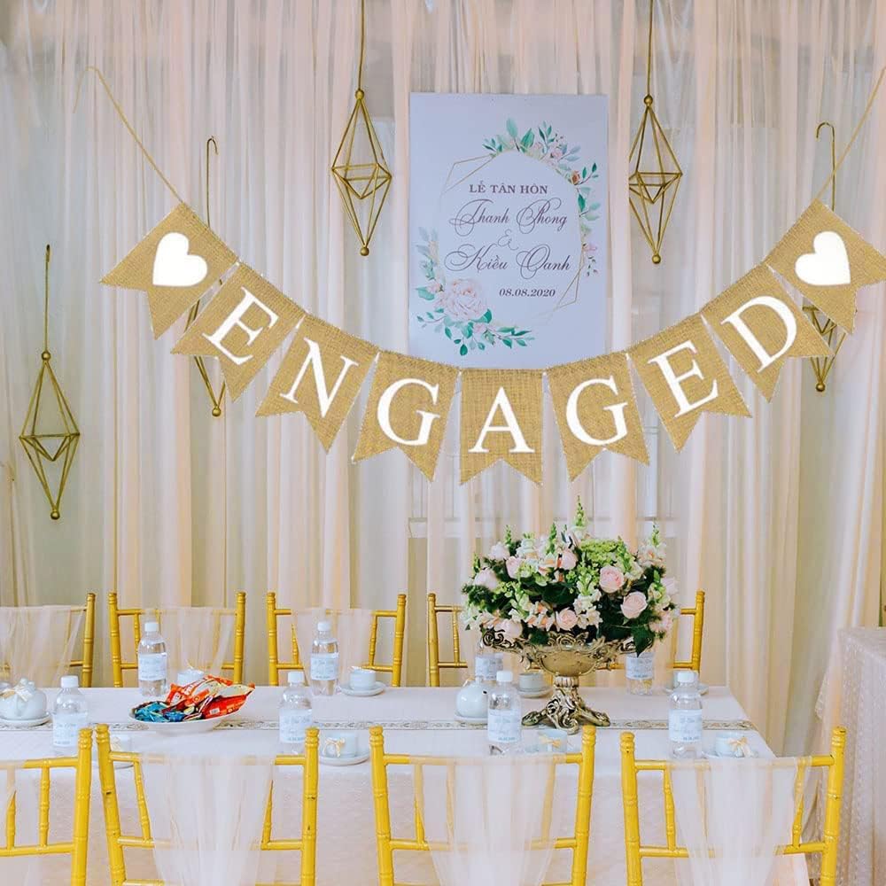 Engaged Burlap Banner Rustic Engagement Party Decorations