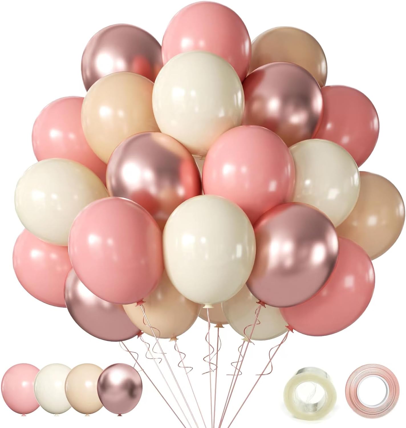 Retro Blush Pink Party Balloons 60 Pcs 12 Inch