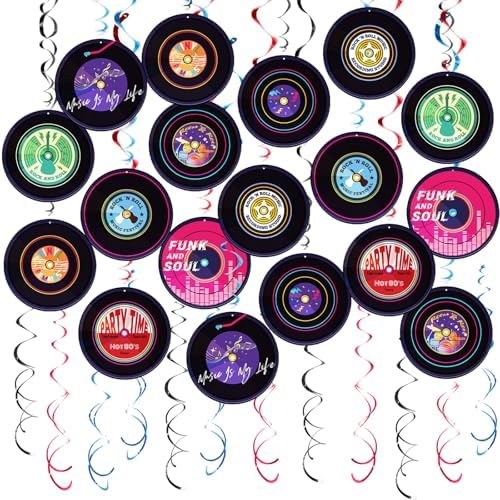 Rock and Roll Record Party Hanging Swirls 48 Pcs