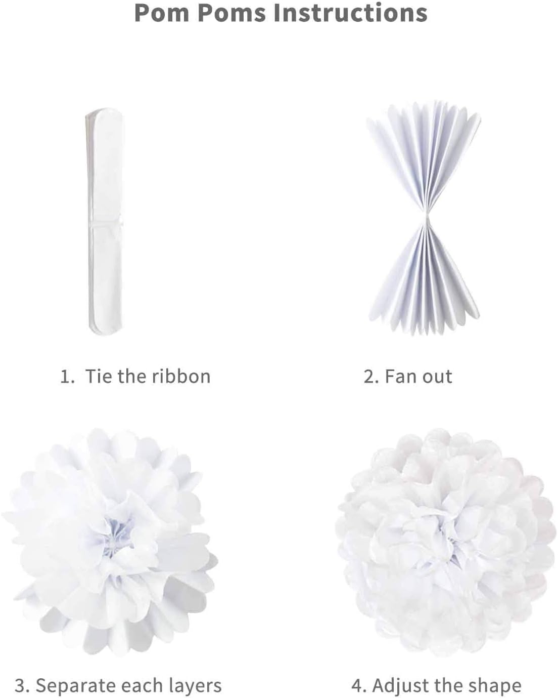 ANSOMO Pastel Tissue Paper Pom Poms Decorations