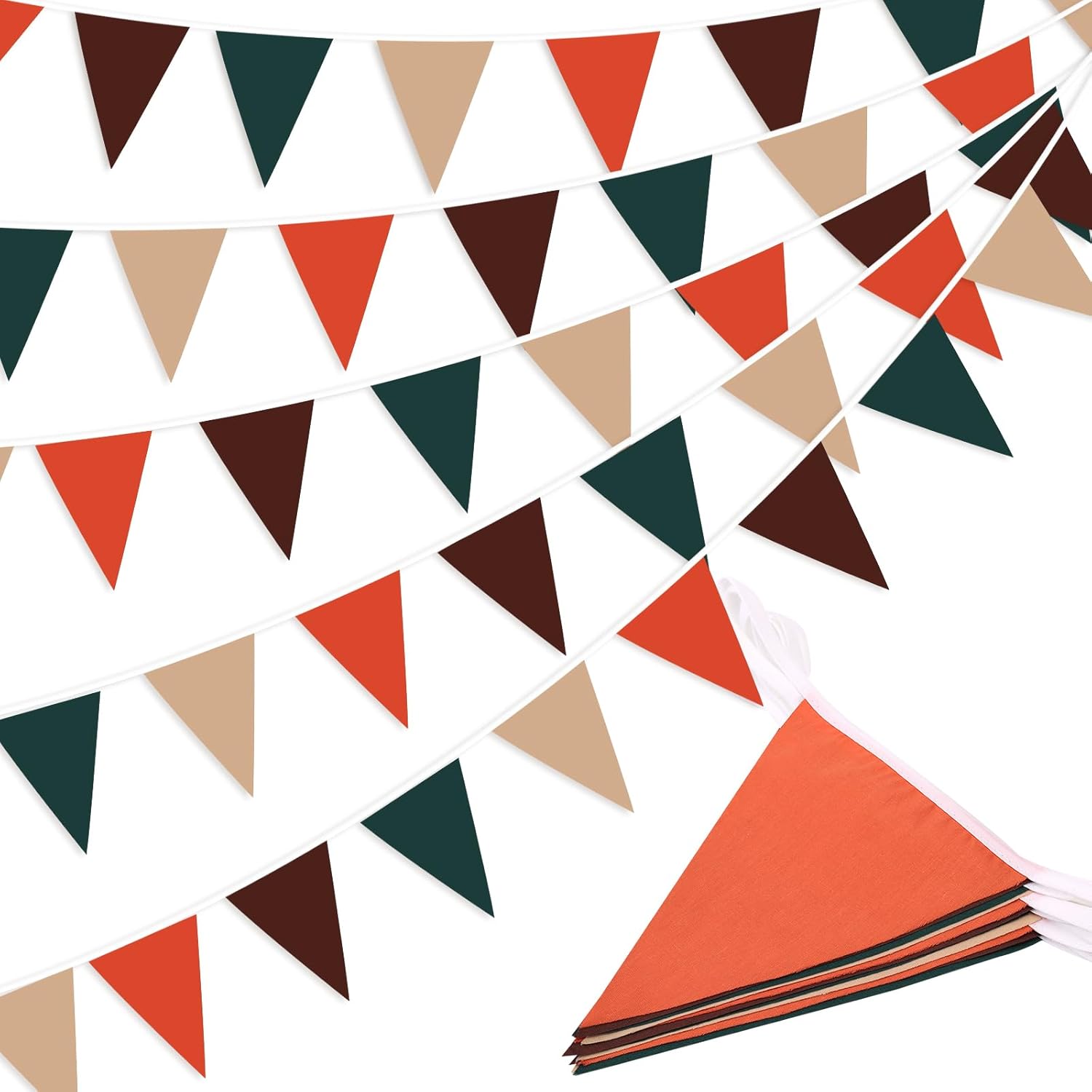 33 Feet Orange Green Brown Pennant Garland