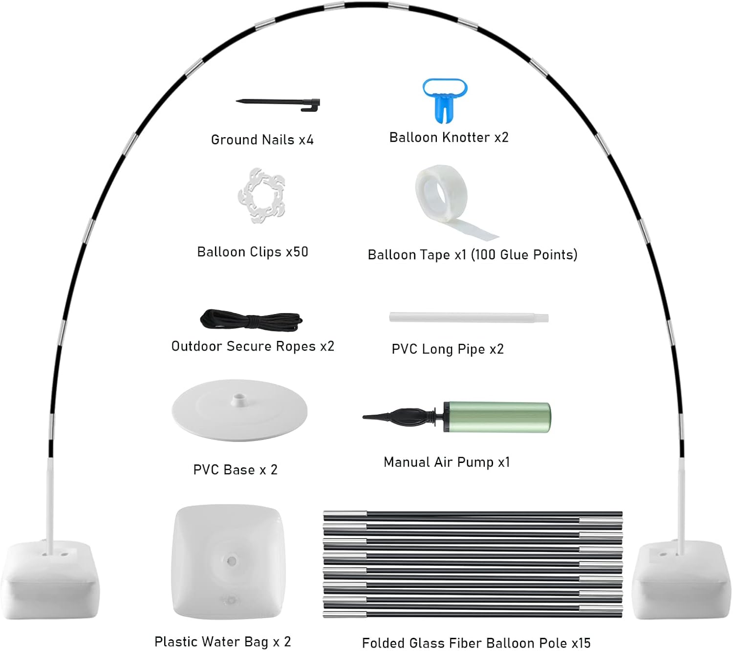 Improved Balloon Arch Kit 10ft Wide 9ft Tall Adjustable Stand
