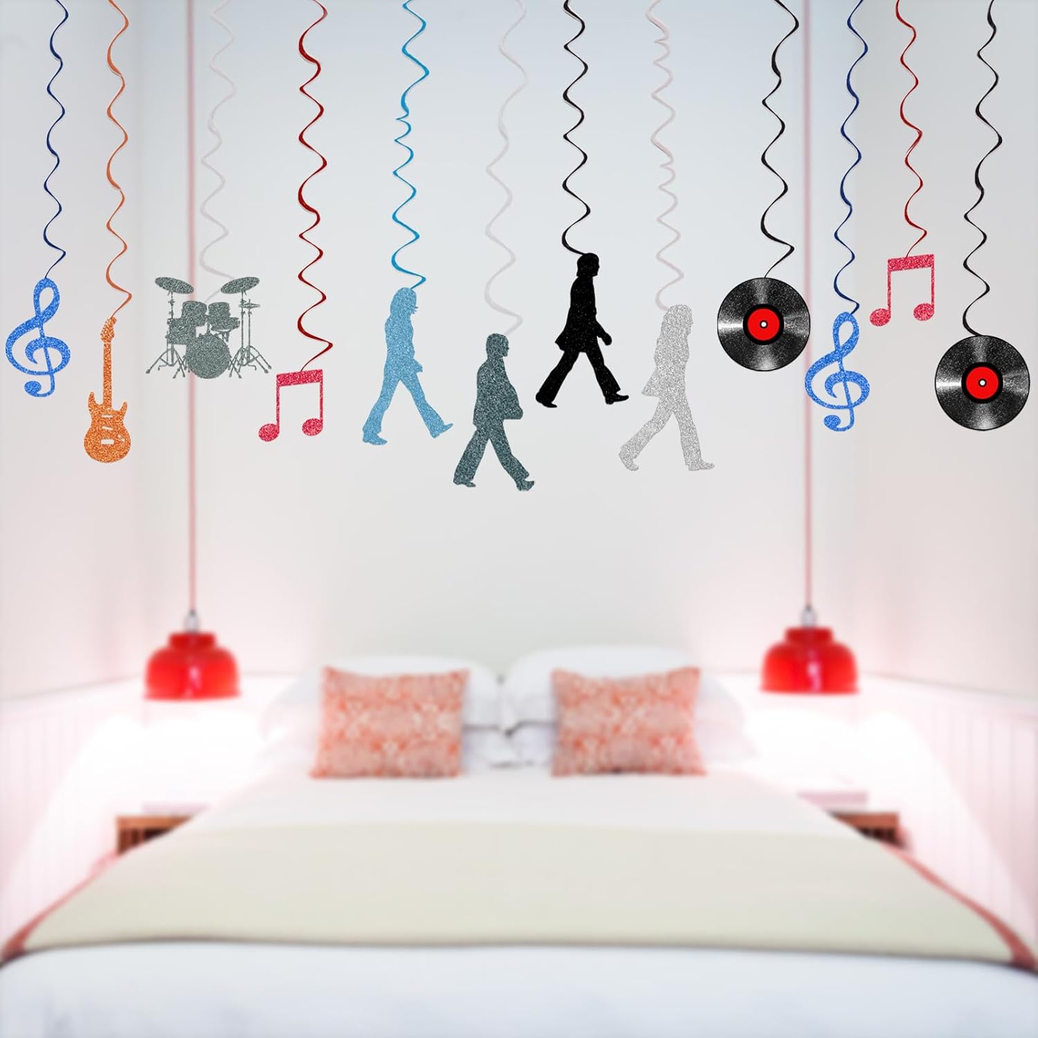 ZNVALE 60s Retro Rock Streamer Ceiling Decor 24Pcs Set