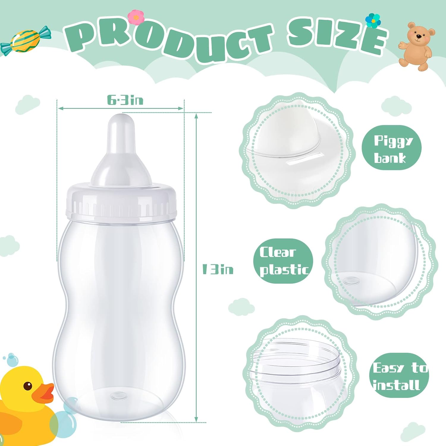 Tessco 2 Pcs 13 Inch Large Baby Bottles for Baby Showers