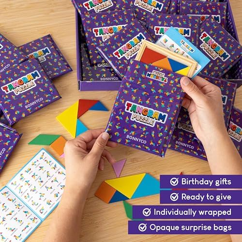 Tangram Puzzle Wooden Set 30 Kids Party Favors