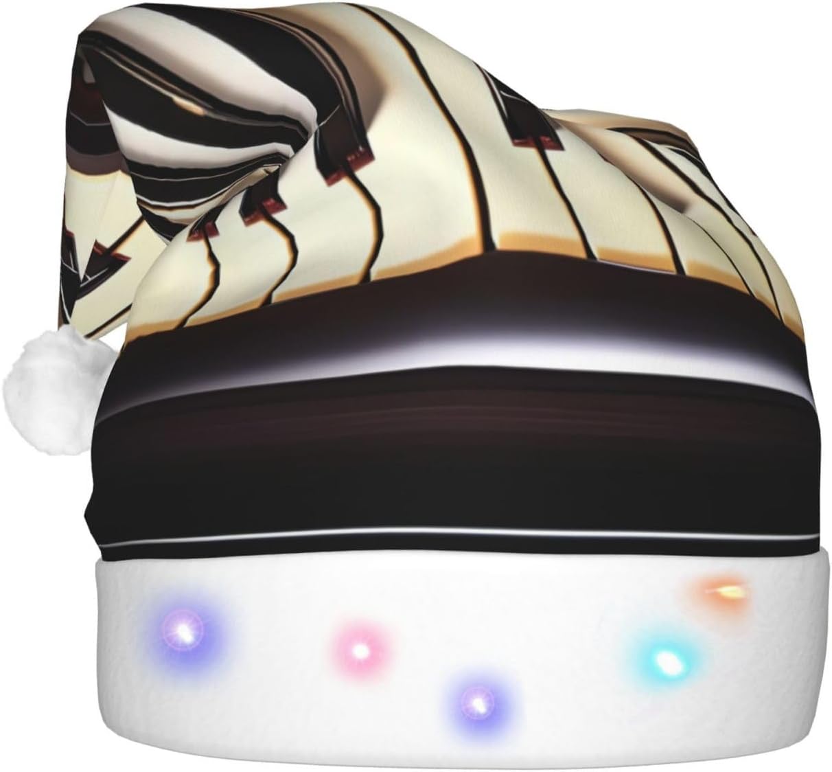Piano Keys Musical Notes Print Christmas Hat with LED Lights