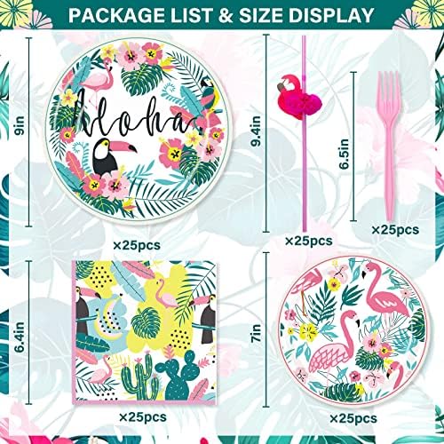 Hawaiian Luau Party Plates Napkins Set for 25 Guests