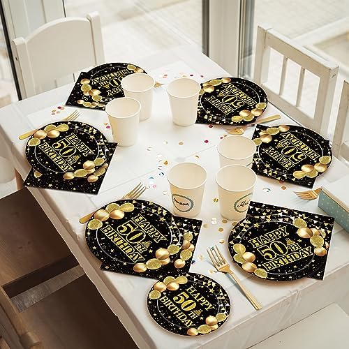 Kepeel 96Pcs 50th Birthday Tableware Set for 24 Guests