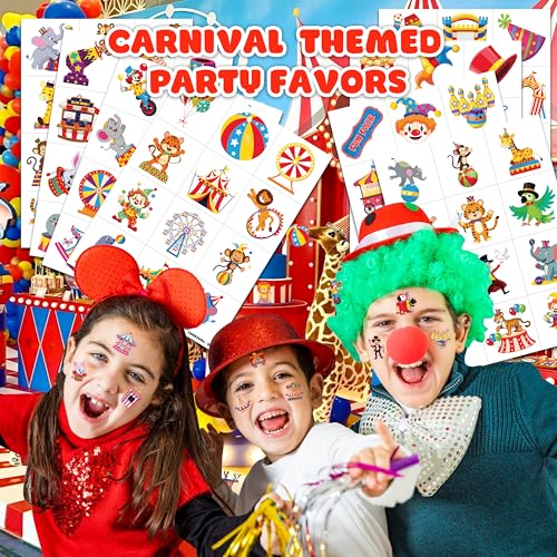 96PCS Carnival Circus Clown Temporary Tattoos for Kids