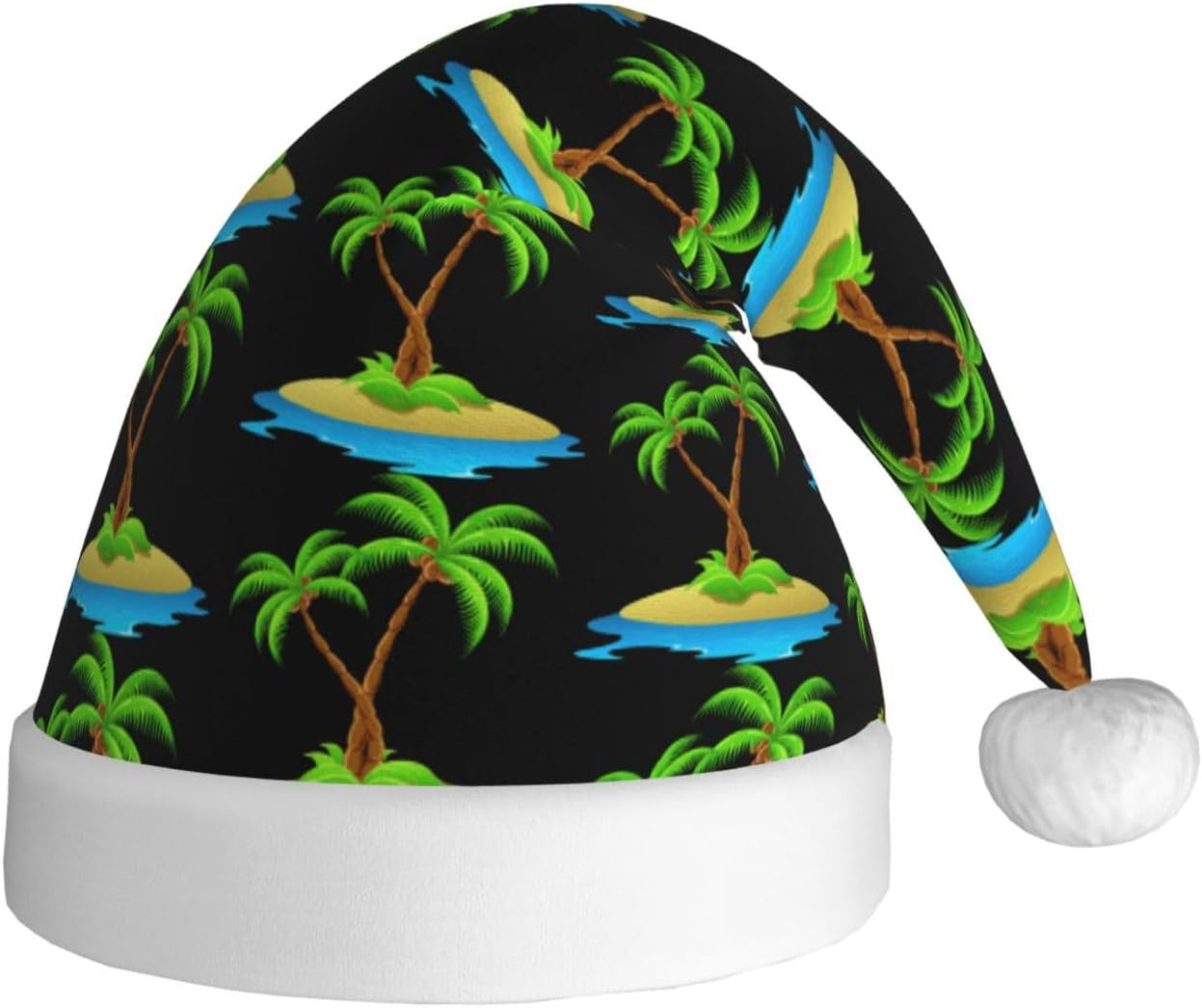 3D Palm Tree Christmas Santa Hat Plush Funny Adult Headwear