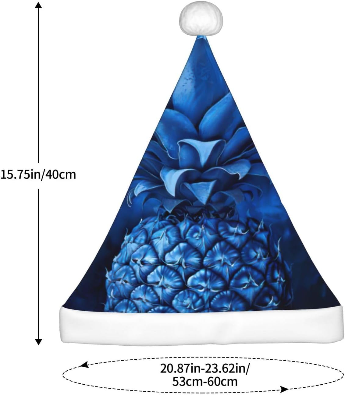 Blue Pineapple Print Christmas Santa Hat Plush for Adults