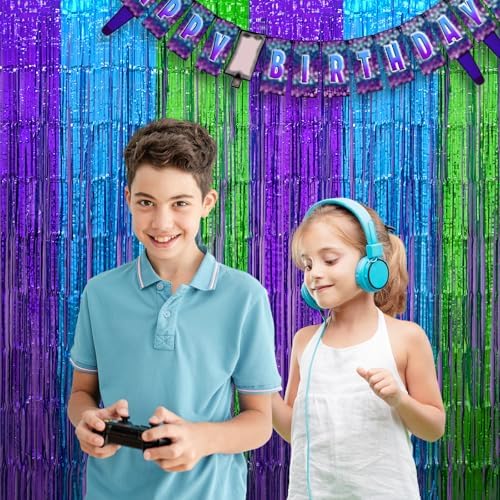 Mega-L Foil Fringe Curtains 2Pack for Game Party Backdrop