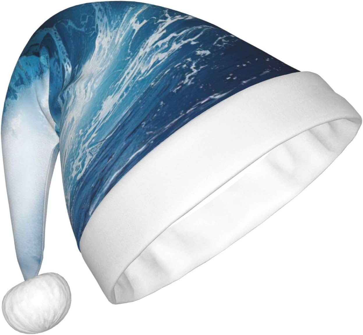 Big Ocean Wave HD Print Christmas Santa Hat Plush