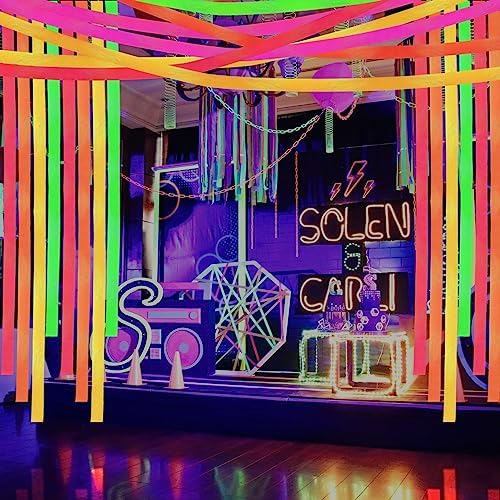 Neon Streamers Glow in The Dark Crepe Paper Set