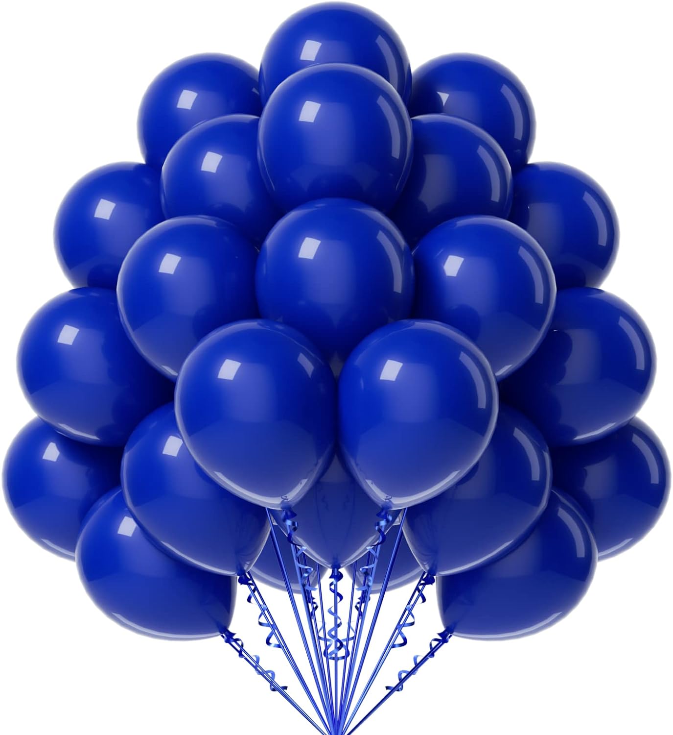 FOTIOMRG 12 Inch Royal Blue Balloons 50 Pack with Ribbon
