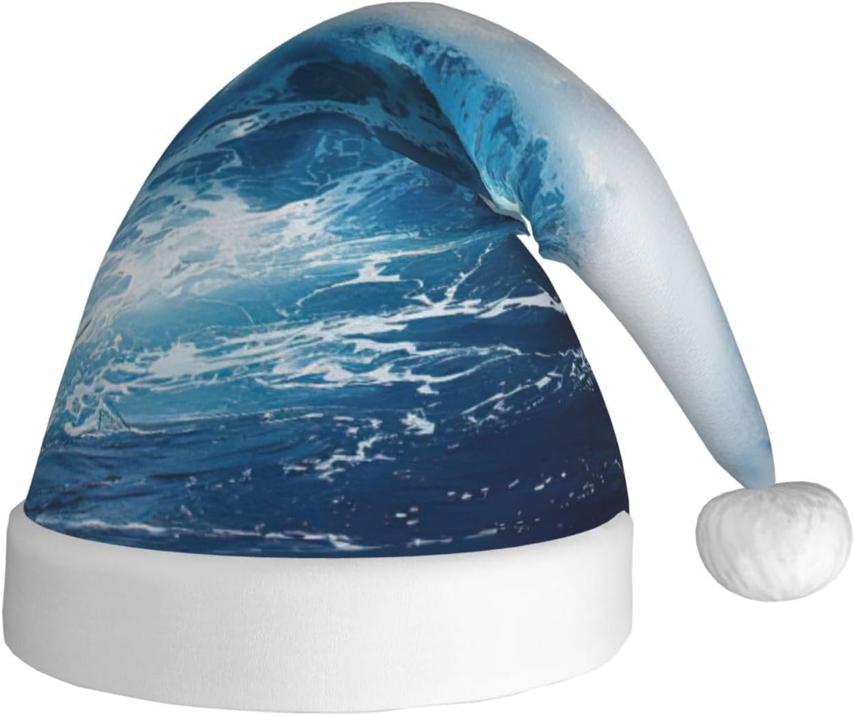 Big Ocean Wave HD Print Christmas Santa Hat Plush