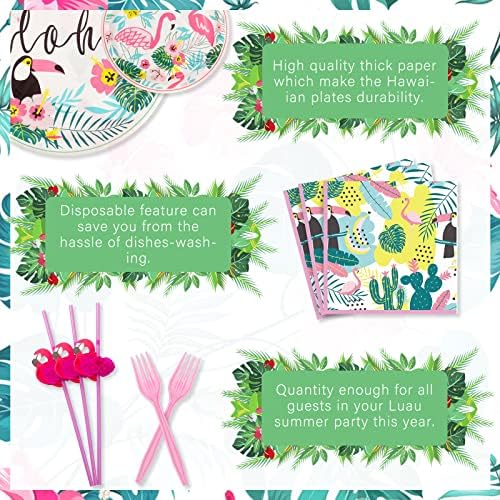 Hawaiian Luau Party Plates Napkins Set for 25 Guests