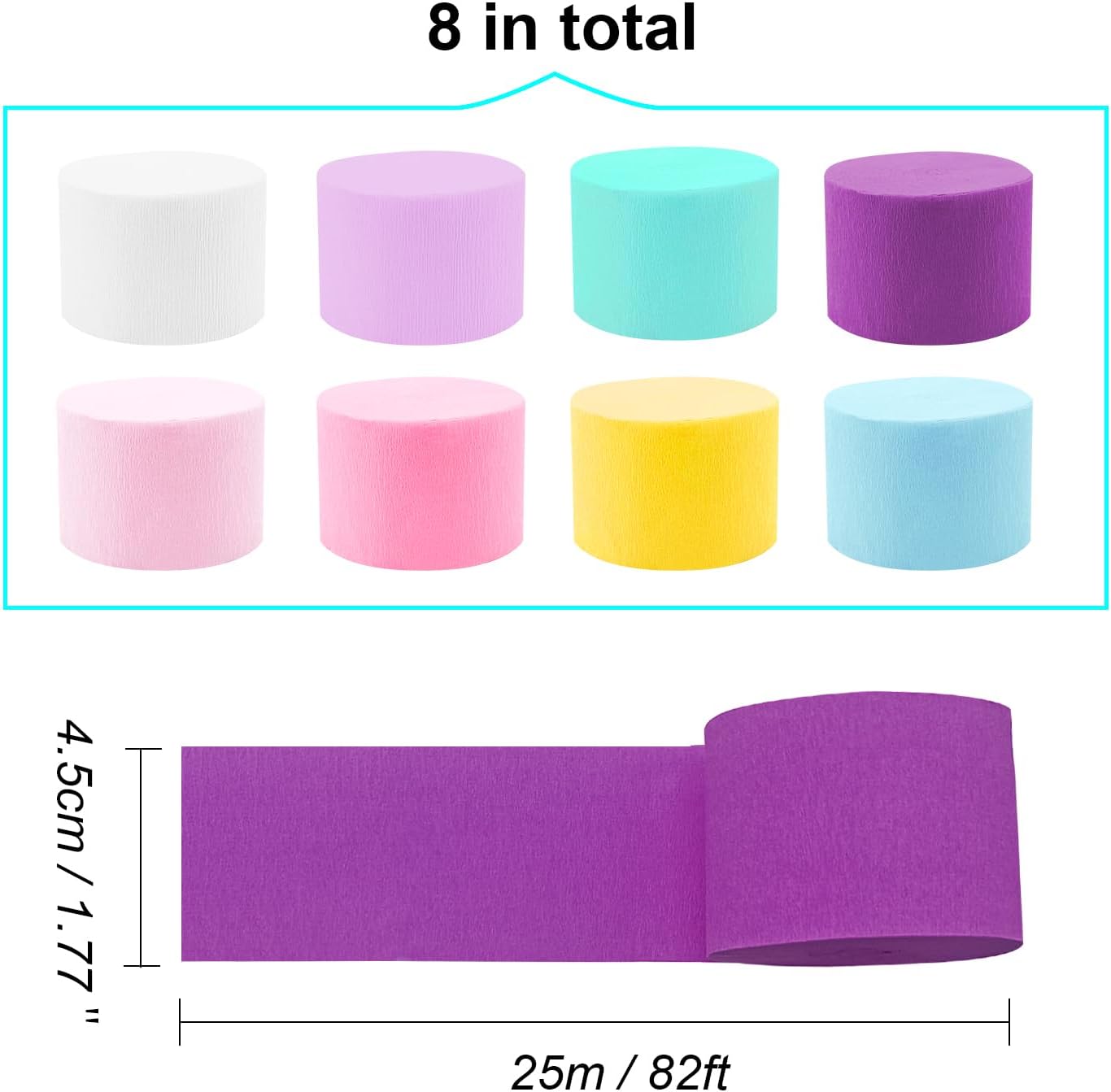 Crepe Paper Streamers 8 Rolls Pastel Party Decorations