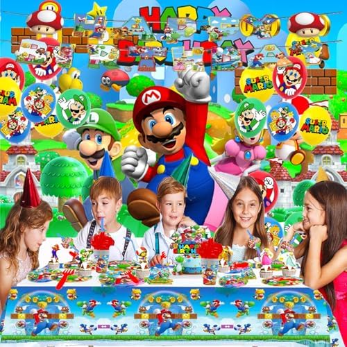 Super Bros Themed Party Decorations Set for 10 Guests