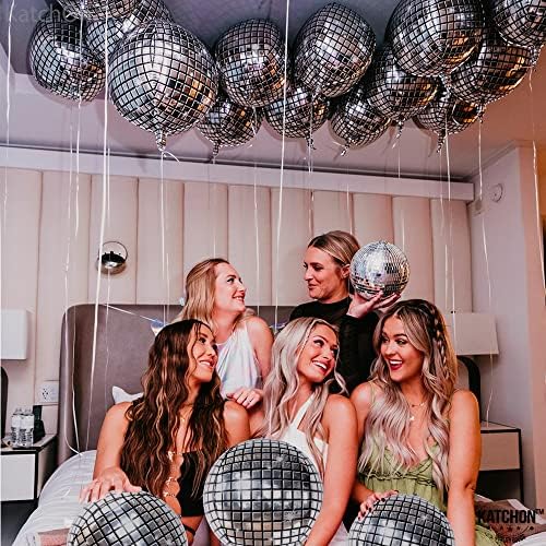 KatchOn Big Silver Disco Ball Balloons 22 Inch Pack of 6