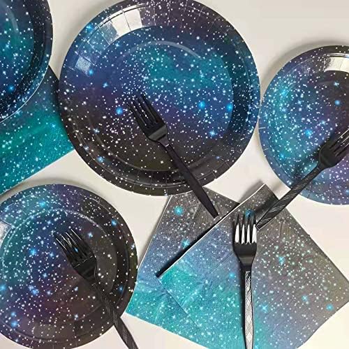 96 Pcs Galaxy Party Tableware Set for 24 Guests