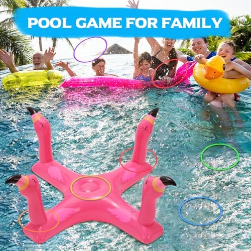 Inflatable Pool Ring Toss Game with 6Pcs Rings