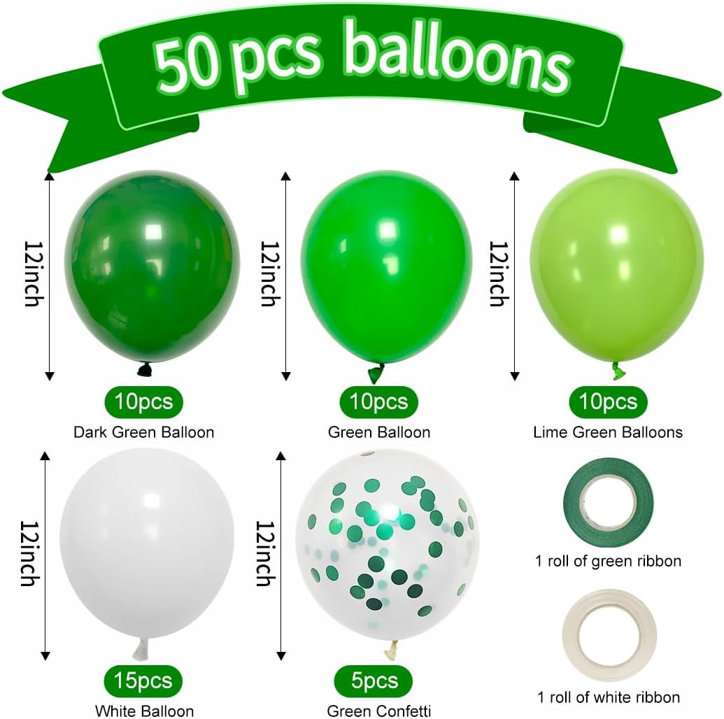 Green Balloons Dark Green Balloon Set 50 Pcs 12 Inch