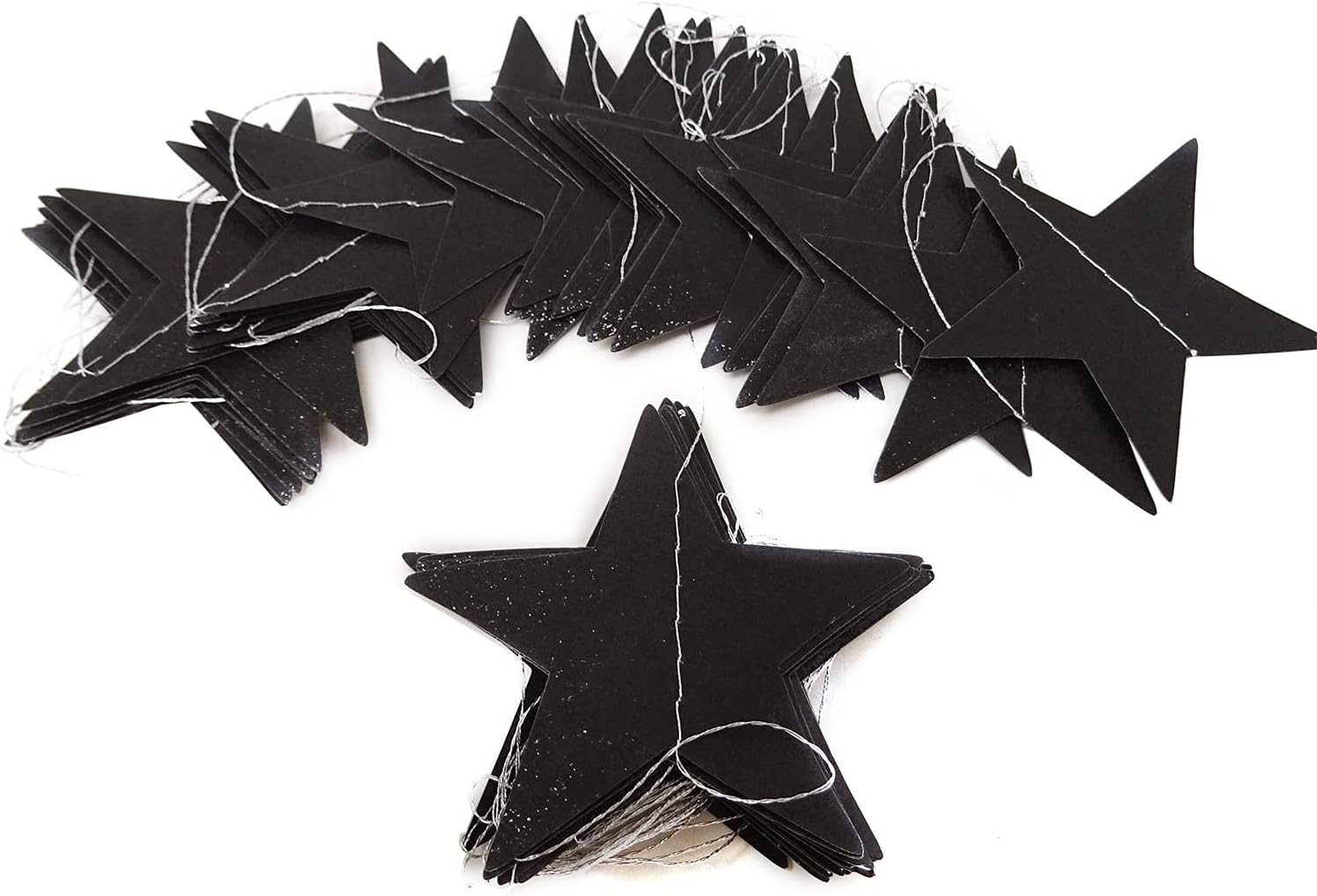 Honbay 2PCS Double Side Glitter Star Garland