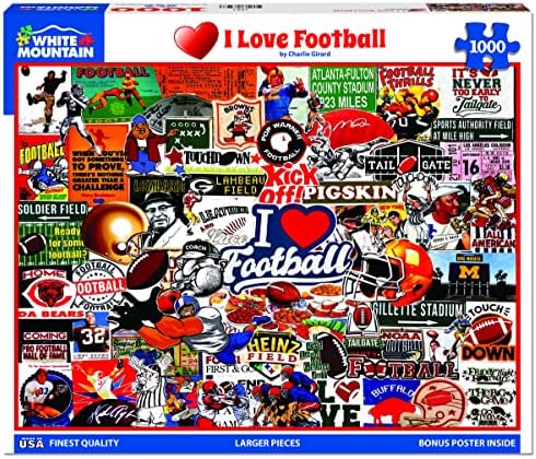 White Mountain I Love Football 1000 Piece Jigsaw Puzzle