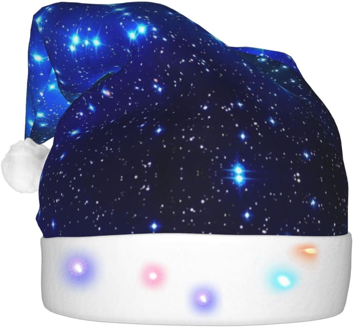 Galaxy Stars Print LED Christmas Hat for Parties and Festive Events