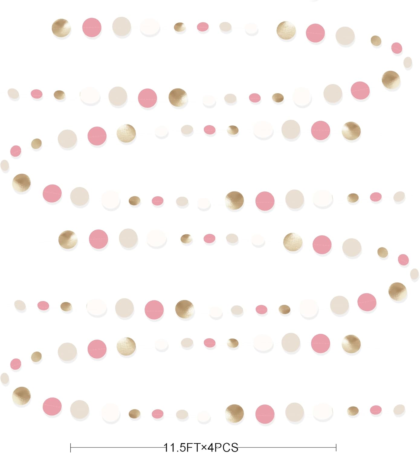 Champagne Gold Dusty Pink Circle Dot Garland