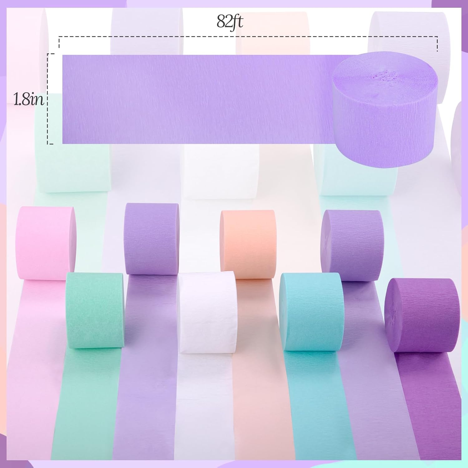 Riqiaqia Streamers Party Decorations 8 Rolls Purple Blue Mint White