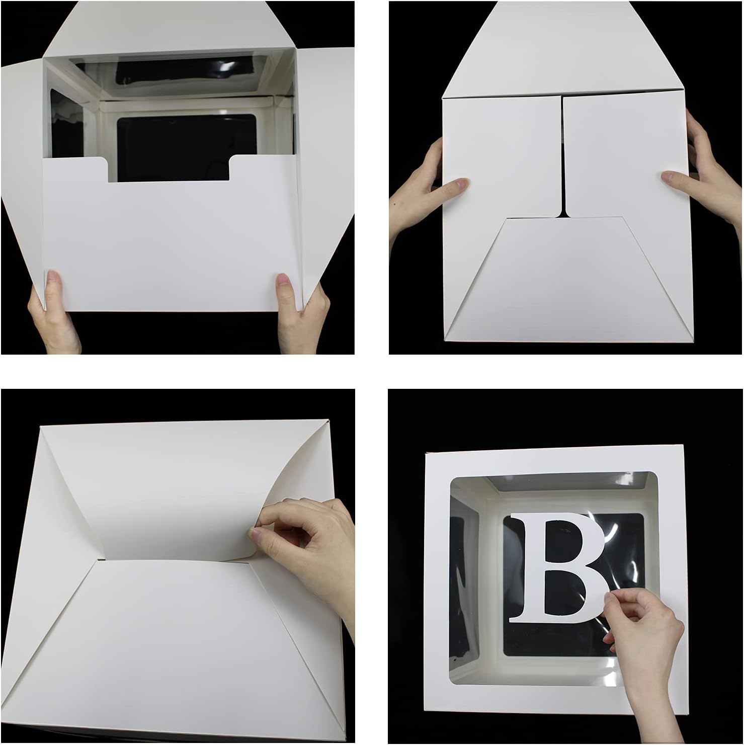 QPEY Clear Baby Shower Boxes with Letters 4PCS