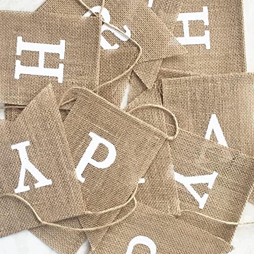 Uniwish Happy Birthday Burlap Banner 2 in 1 Decor