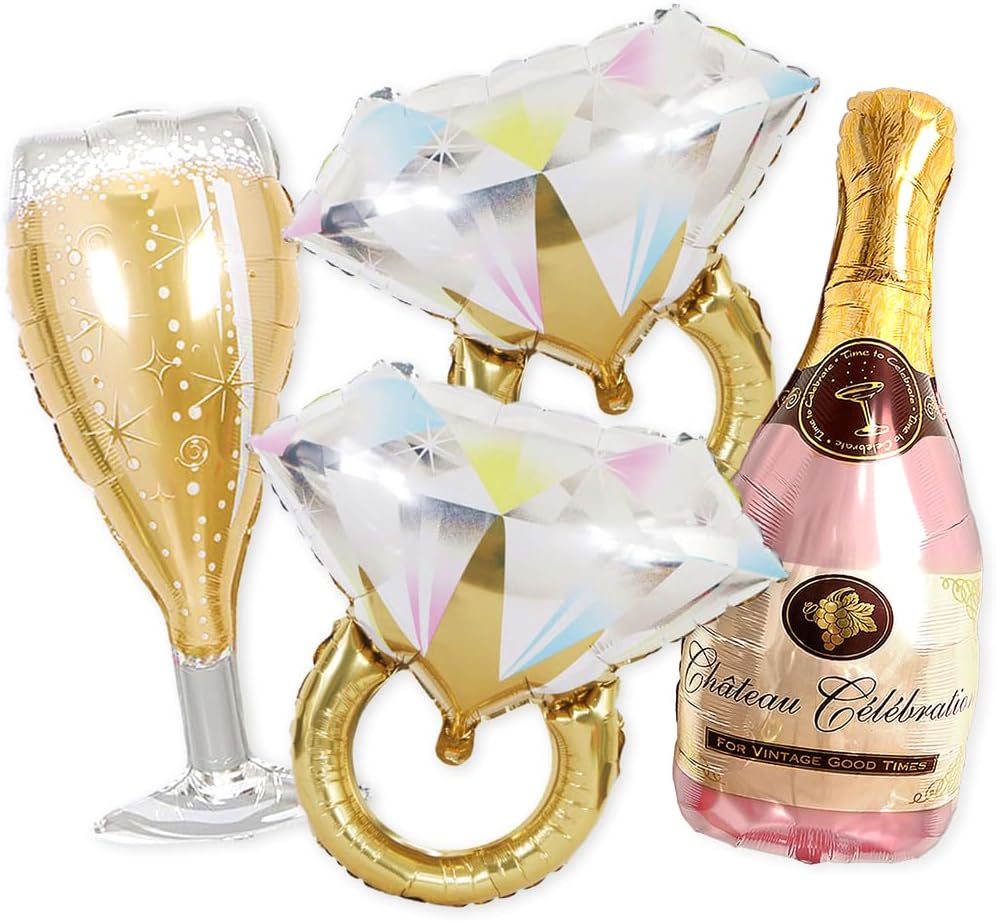 PartyForever 2 Gold Glitter Bachelorette Balloons Kit
