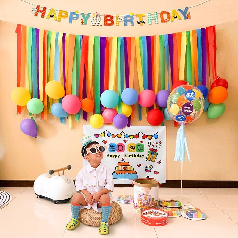 Binpeng 433ft Rainbow Crepe Paper Streamers for Parties