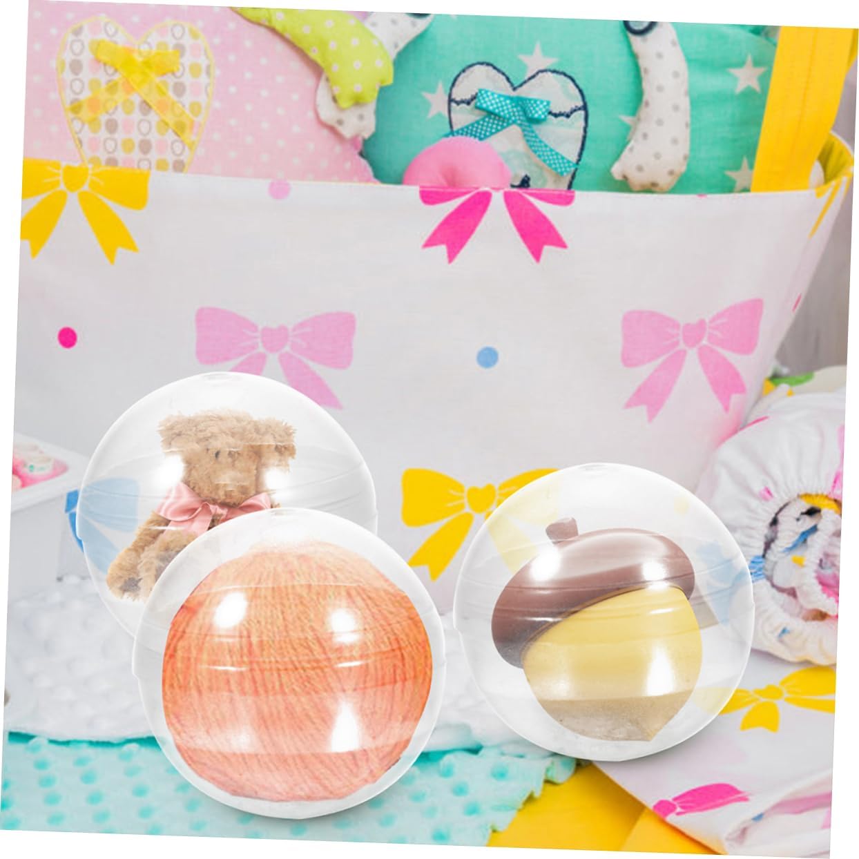 FAVOMOTO 5pc Clear Round Gumball Machine Capsules