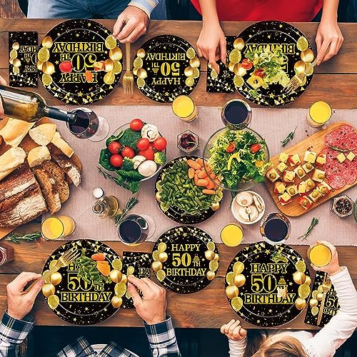 Kepeel 96Pcs 50th Birthday Tableware Set for 24 Guests
