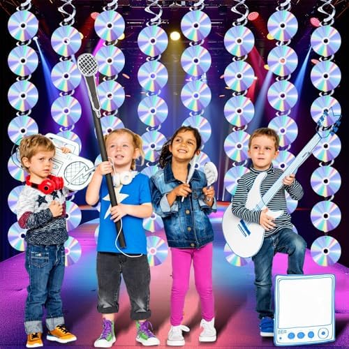 Y2K 90s Retro Party Decorations CD Swirls Hanging Streamers