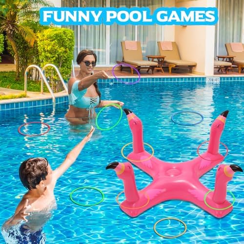 Inflatable Pool Ring Toss Game with 6Pcs Rings