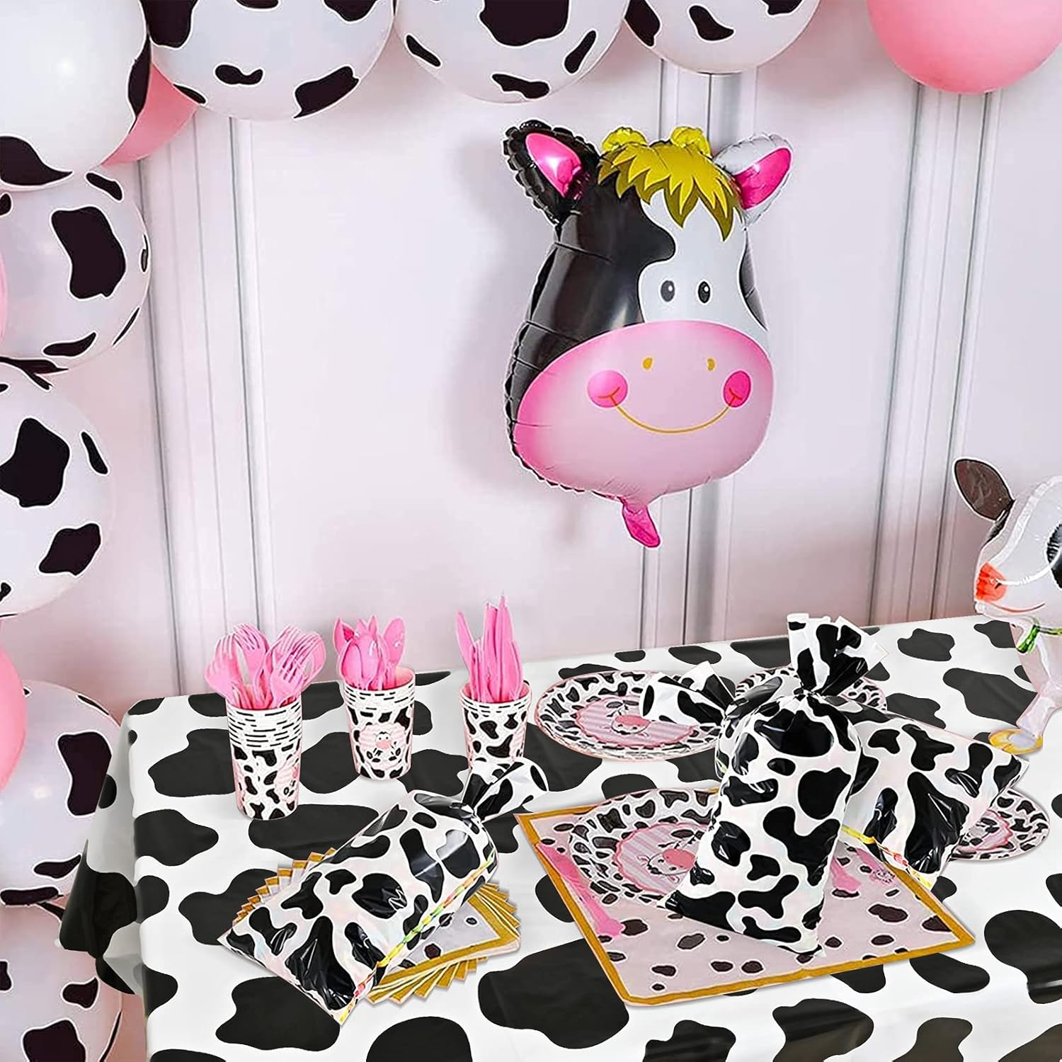 2 Pcs Cow Print Tablecloth for Farm Party Supplies