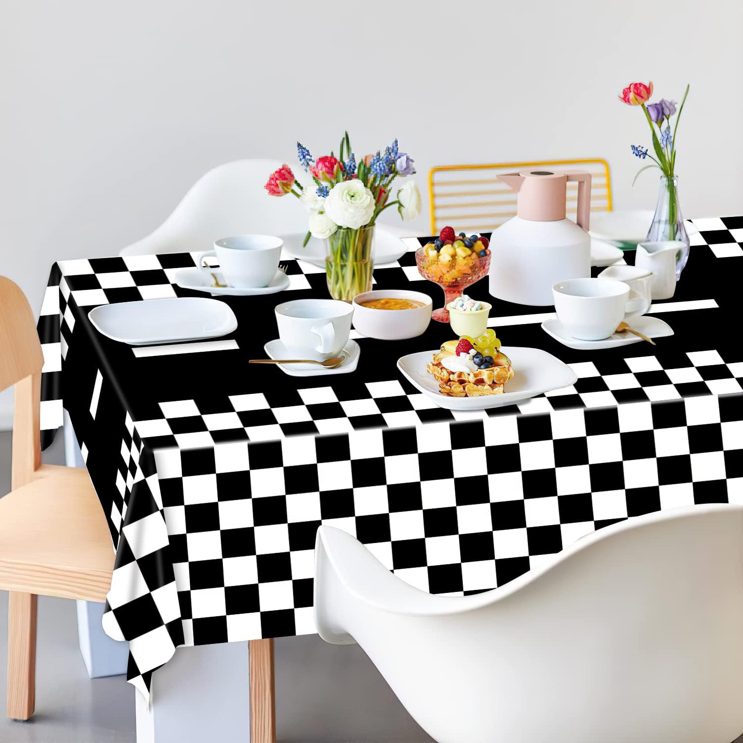 3 Pack Checkered Race Car Party Tablecloths