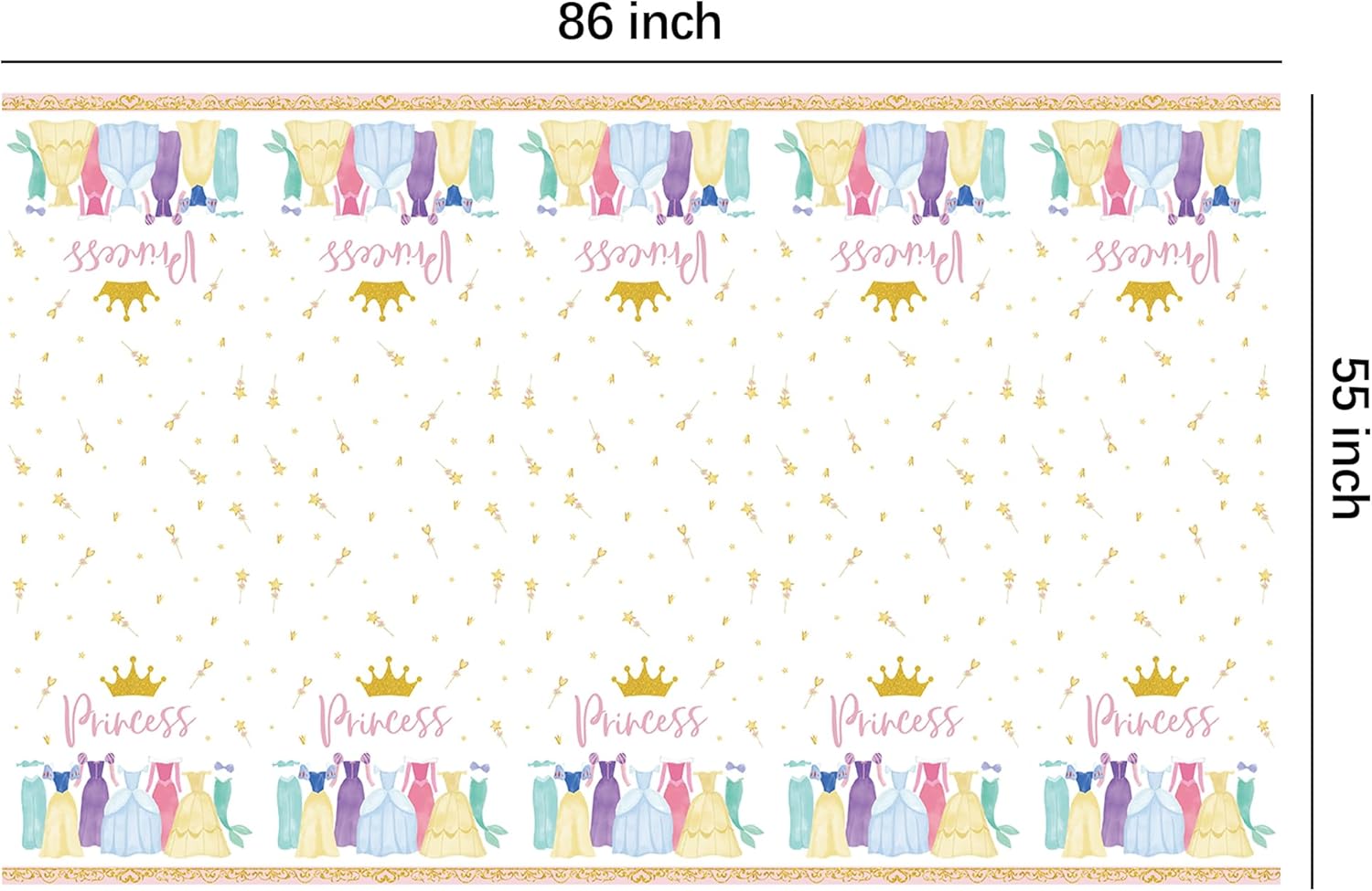 Princess Birthday Party Decorations Tablecloth Set 3 Pack 55x86in