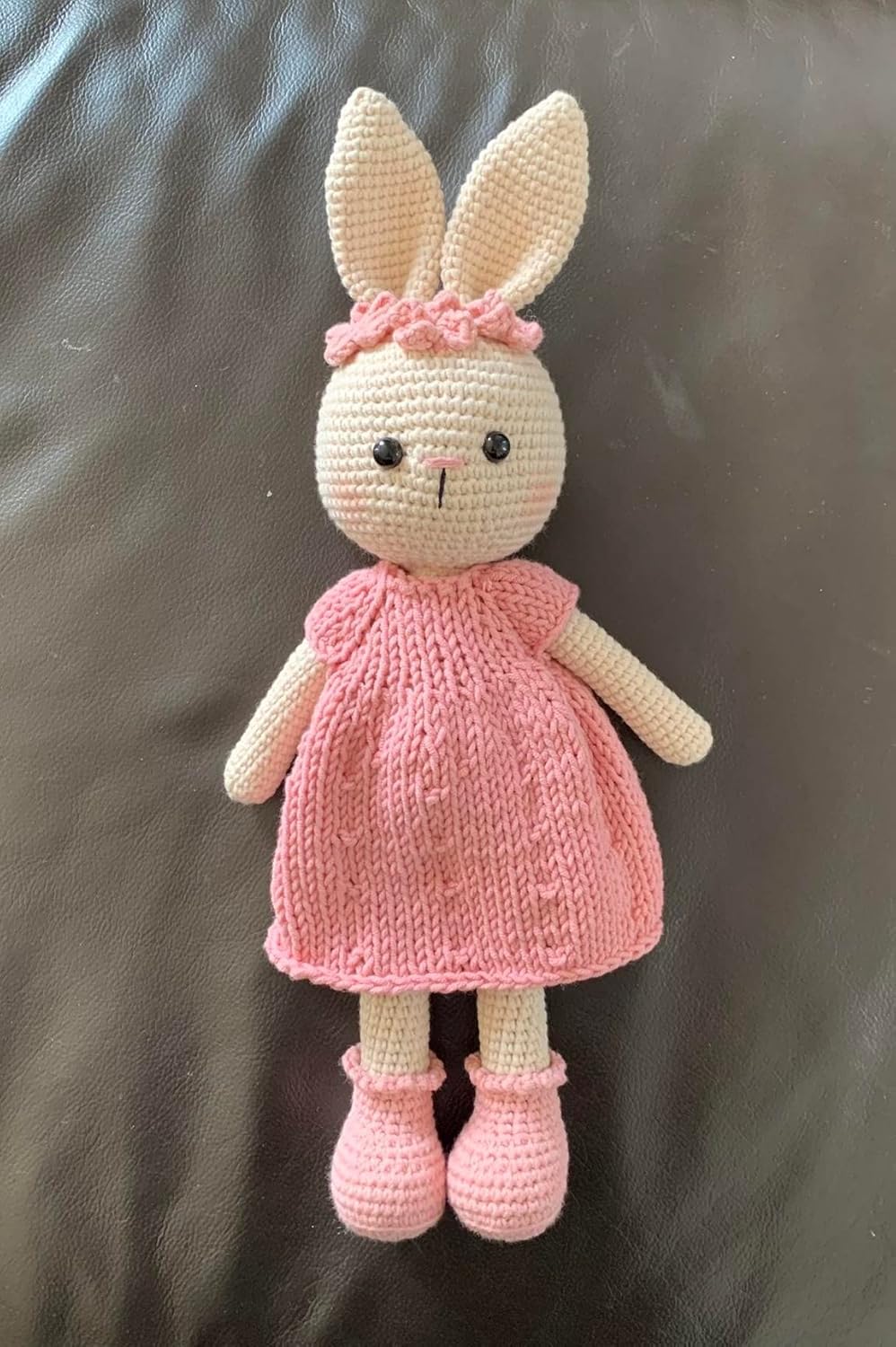 Bunny Girl Pink Dress Handmade Crochet Plushie Doll